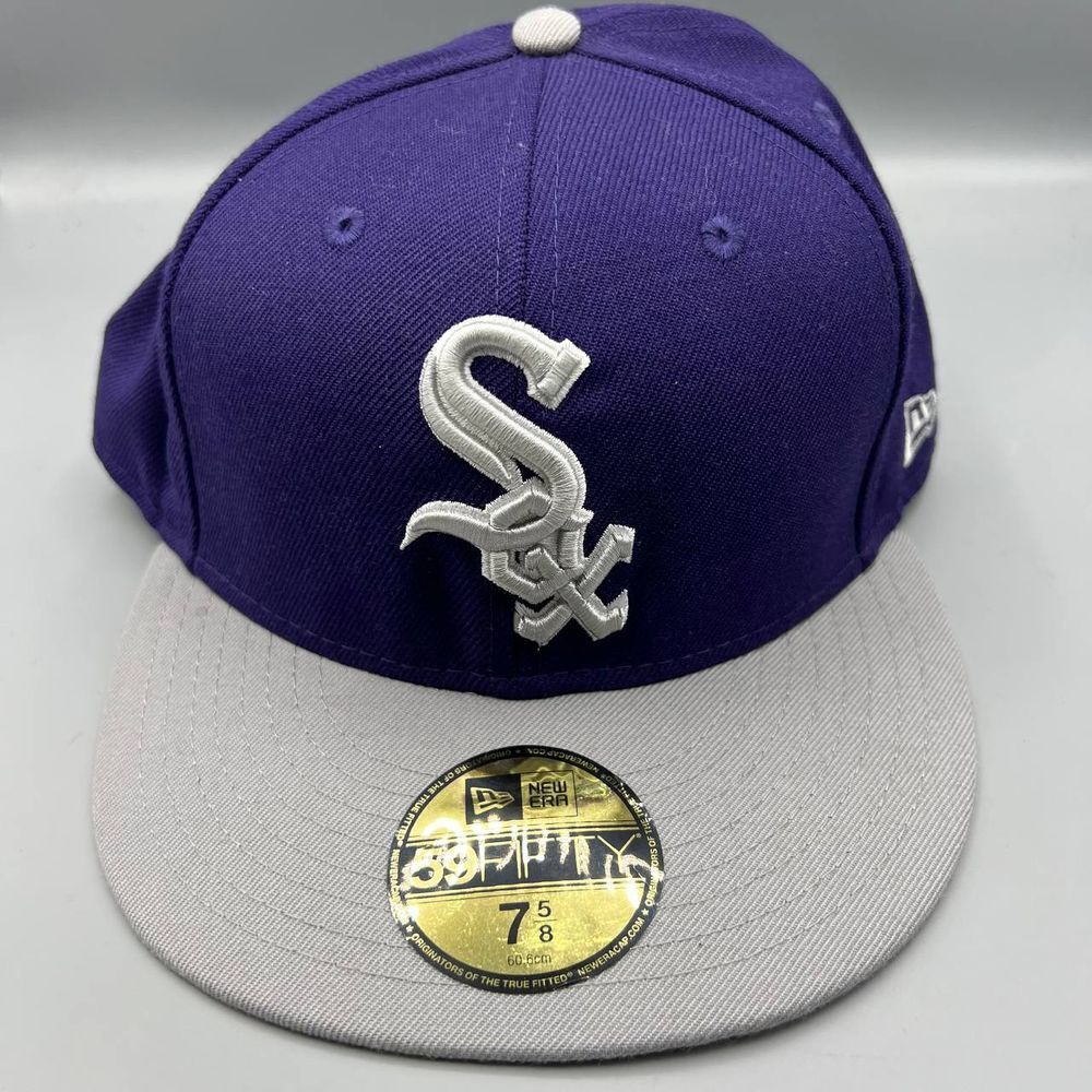 Chicago White Sox Hat Men 7 5/8 Purple‎ Gray 59Fifty New Era Fitted Cap